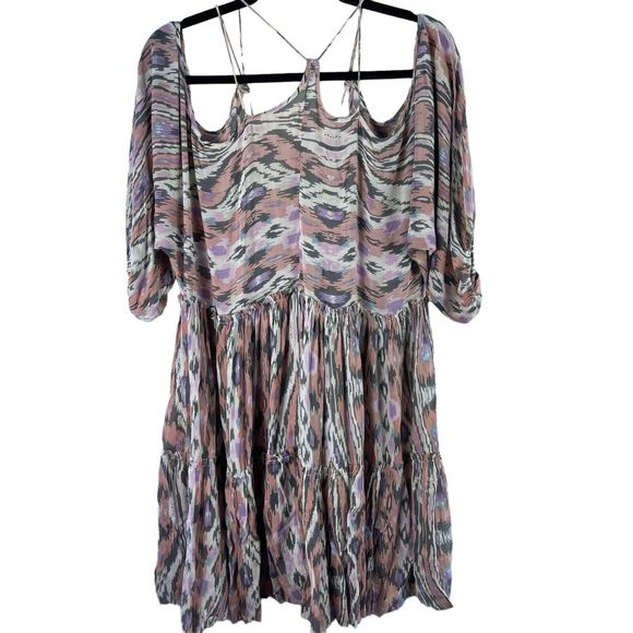 Free People‎ Women's Monarch Mini Dress Rayon Breathable Raw Edges - Picture 1 of 16